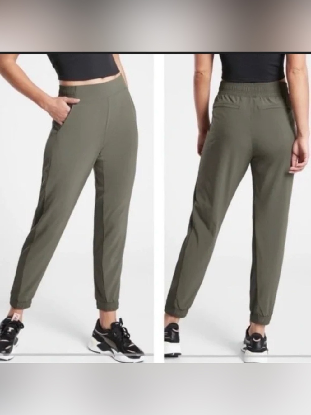 Athleta Brooklyn Joggers, Olive Green Size 12 - Picture 10 of 11